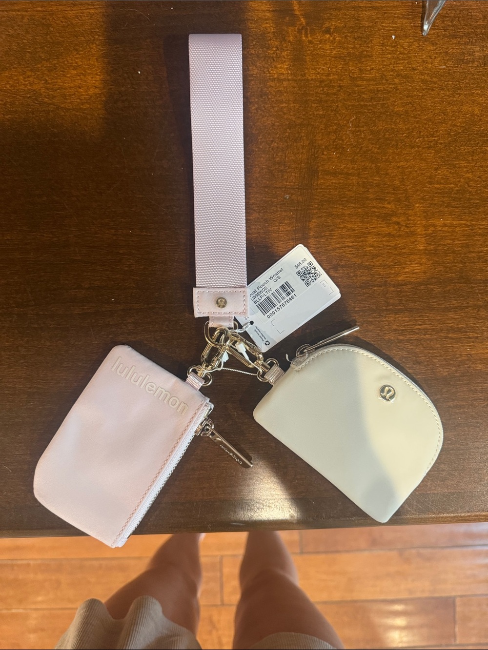 lululemon athletica Pink and Cream Key & Card Holder Set with Wrist Strap